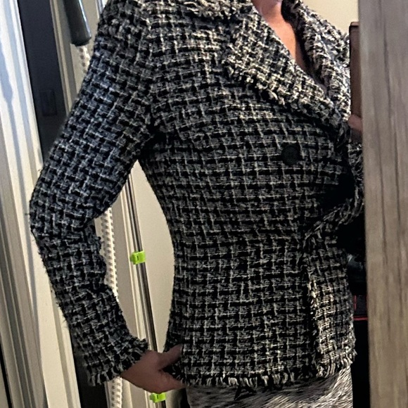 50%off w♥️ Tahari Arthur S. Levine B/W Checks Long Sleeve Boucle Jacket ♥️ #57 - Picture 10 of 10